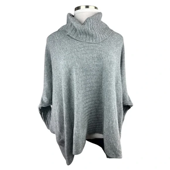 Nordstrom Collection 100% Cashmere Gray Cowl Neck Poncho Sweater Oversized XS/S - Picture 4 of 14